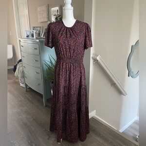 Floral MIDI dress fashion black and red